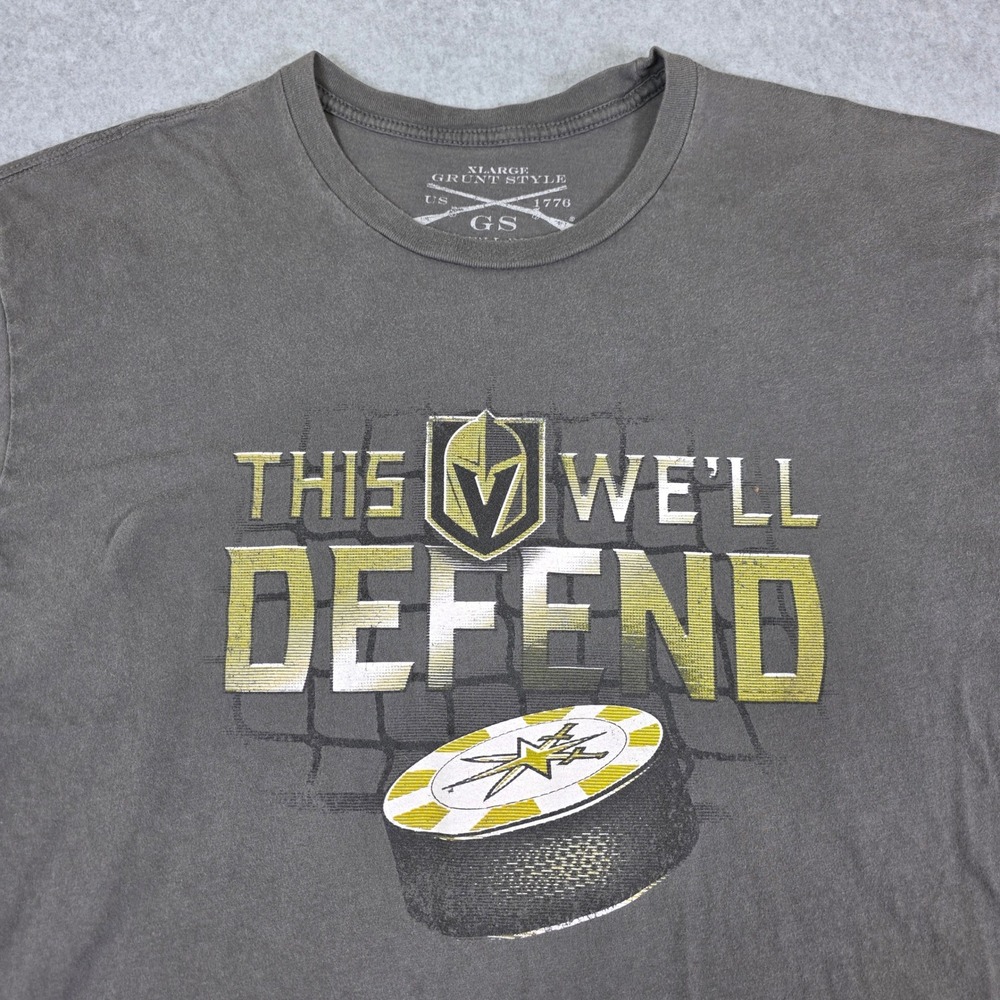 Grunt Style Golden Knights This We'll Defend T-Shirt Men's Size XL Gray Hockey - Picture 6 of 9